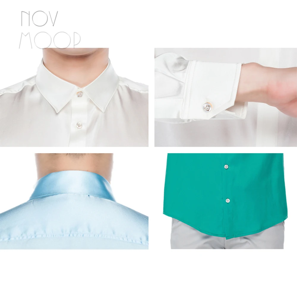 Мужская рубашка с длинным рукавом синяя/зеленая/Розовая деловая из натурального