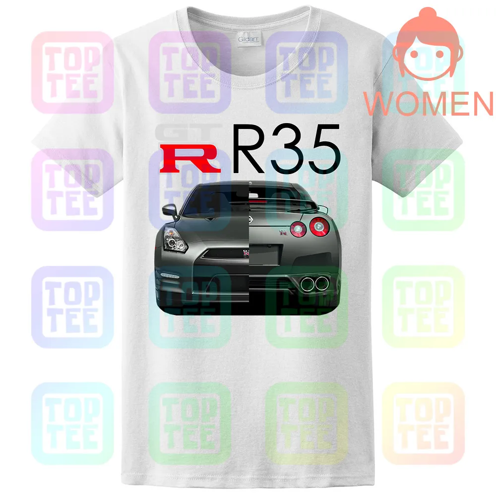 Women White NISSAN GTR Skyline R35 R32 R33 R34 двигатель Замена значок турбо футболка - Цвет: Women White