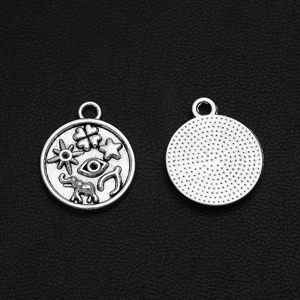 10pcs/Lot 16x19mm Antique Silver Plated Egyptian Star Sun Eye Clover Charms Elephant Wishbone Pendants For Diy Jewellery Finding - купить по
