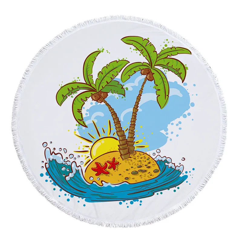 Летнее 150 см круглое пляжное полотенце с кисточками мягкое Впитывающее