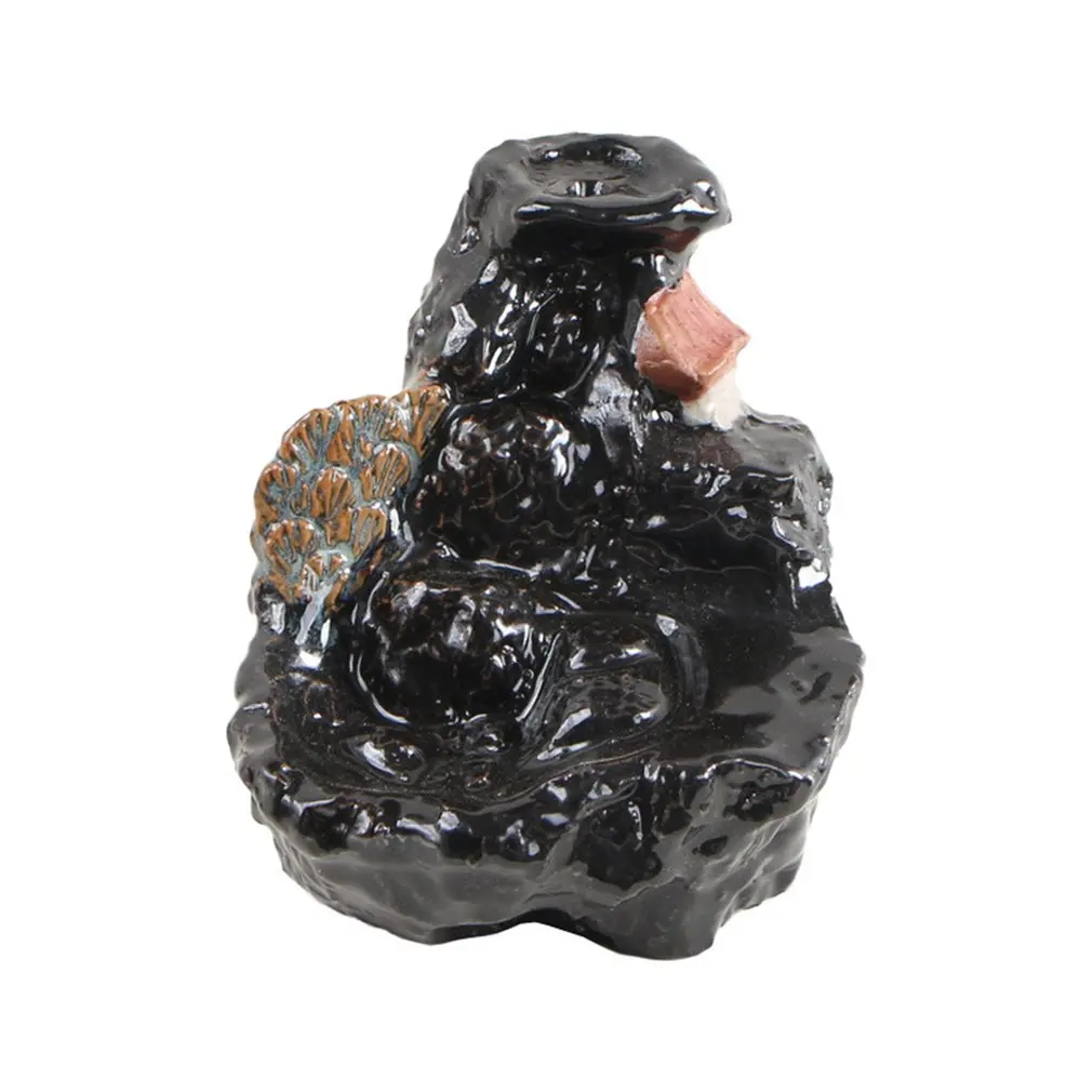 

Handmade Porcelain Retro Ceramic Backflow Incense Burner Decoration Home Natural Smoke Tower Cone Bullet Suitable For Stick