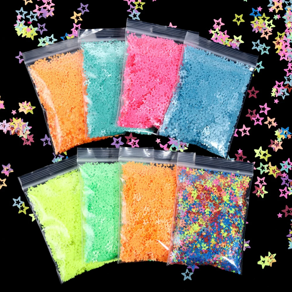 

10g/lot Glitter Neon Hollow Star Flakes Fluorescent Resin Filler for Epoxy Resin Mold Nail Art Shining Handmade Decor Fillings