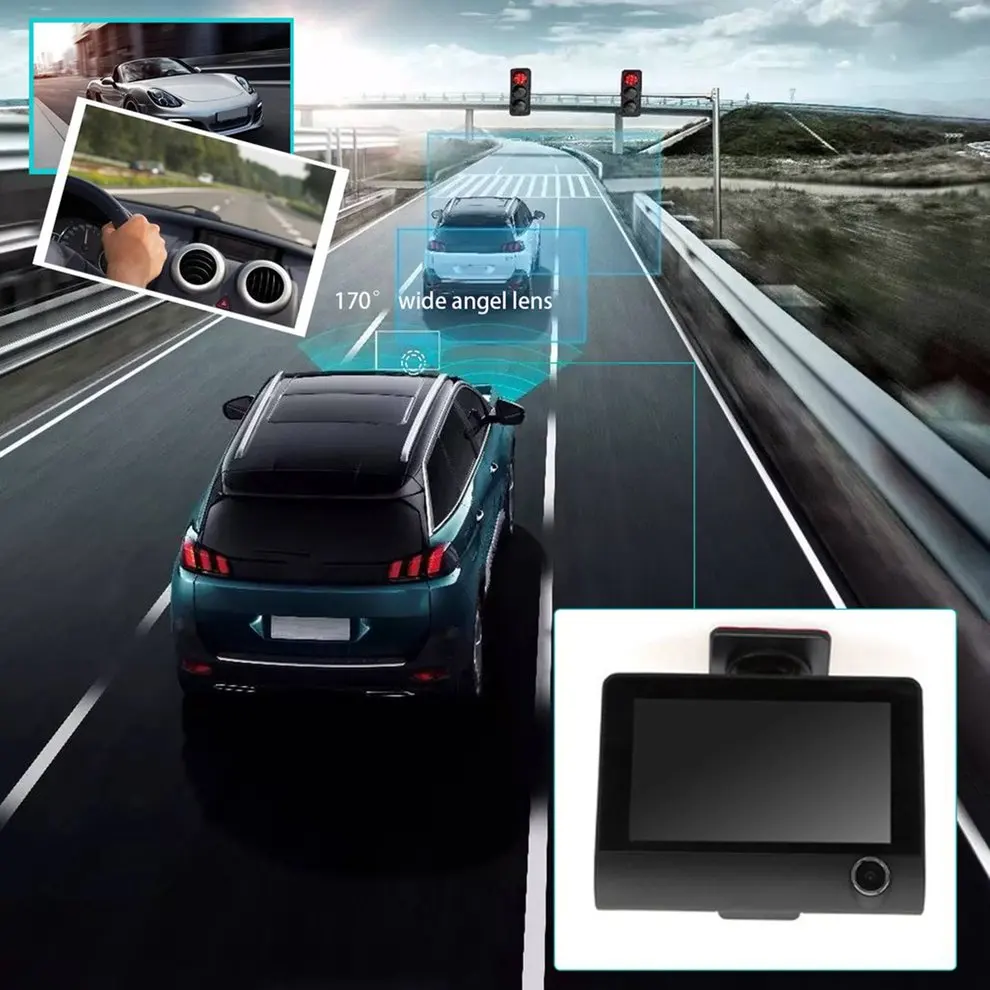 

4.0" LCD Display Dual Lens G-Sensor 1080P Car DVR Cam Rearview Camera