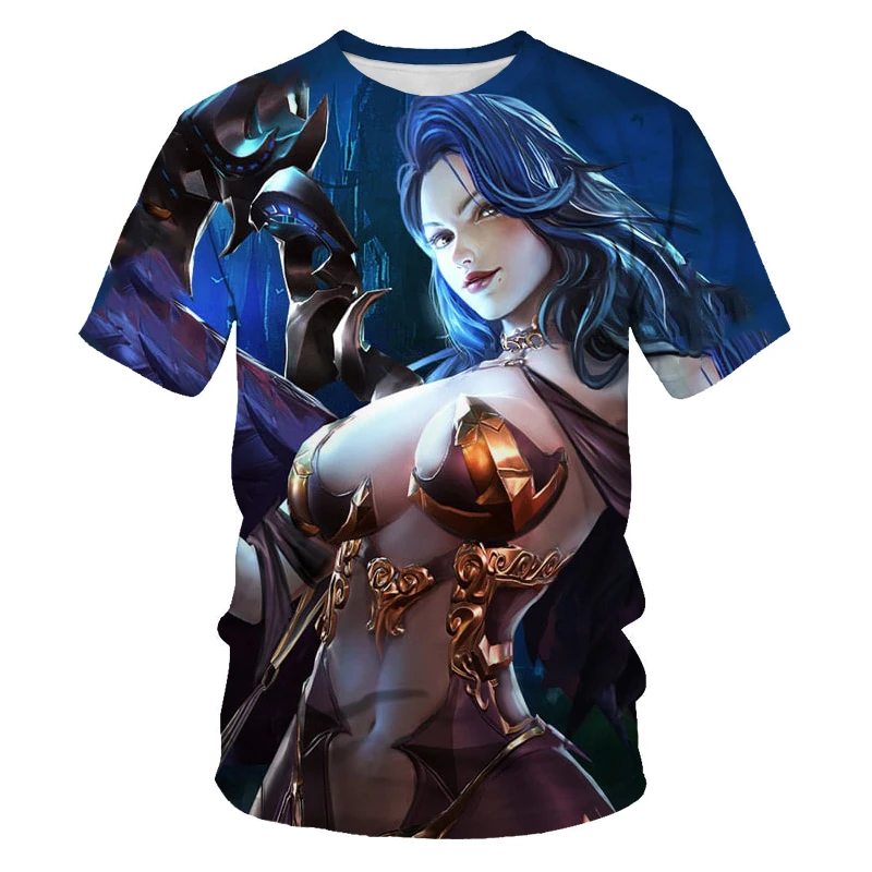 

New 3D printing game warrior character O-neck T-shirt summer comfortable and casual all-match short-sleeved top XXS-6XL