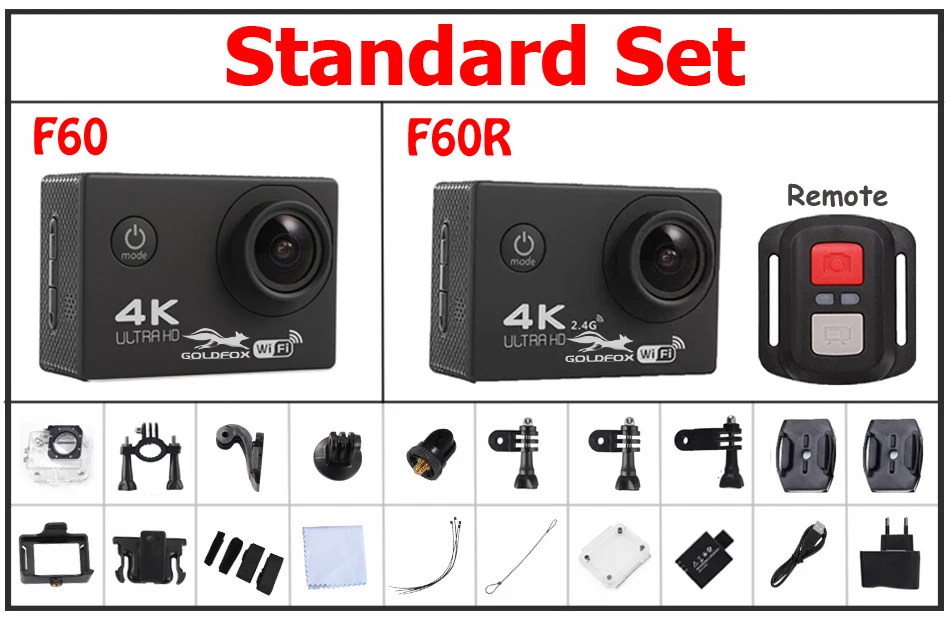 Спортивная Экшн камера F60R F60 Ultra HD 4K 16 Мп Wi Fi|Экшн-камеры| |
