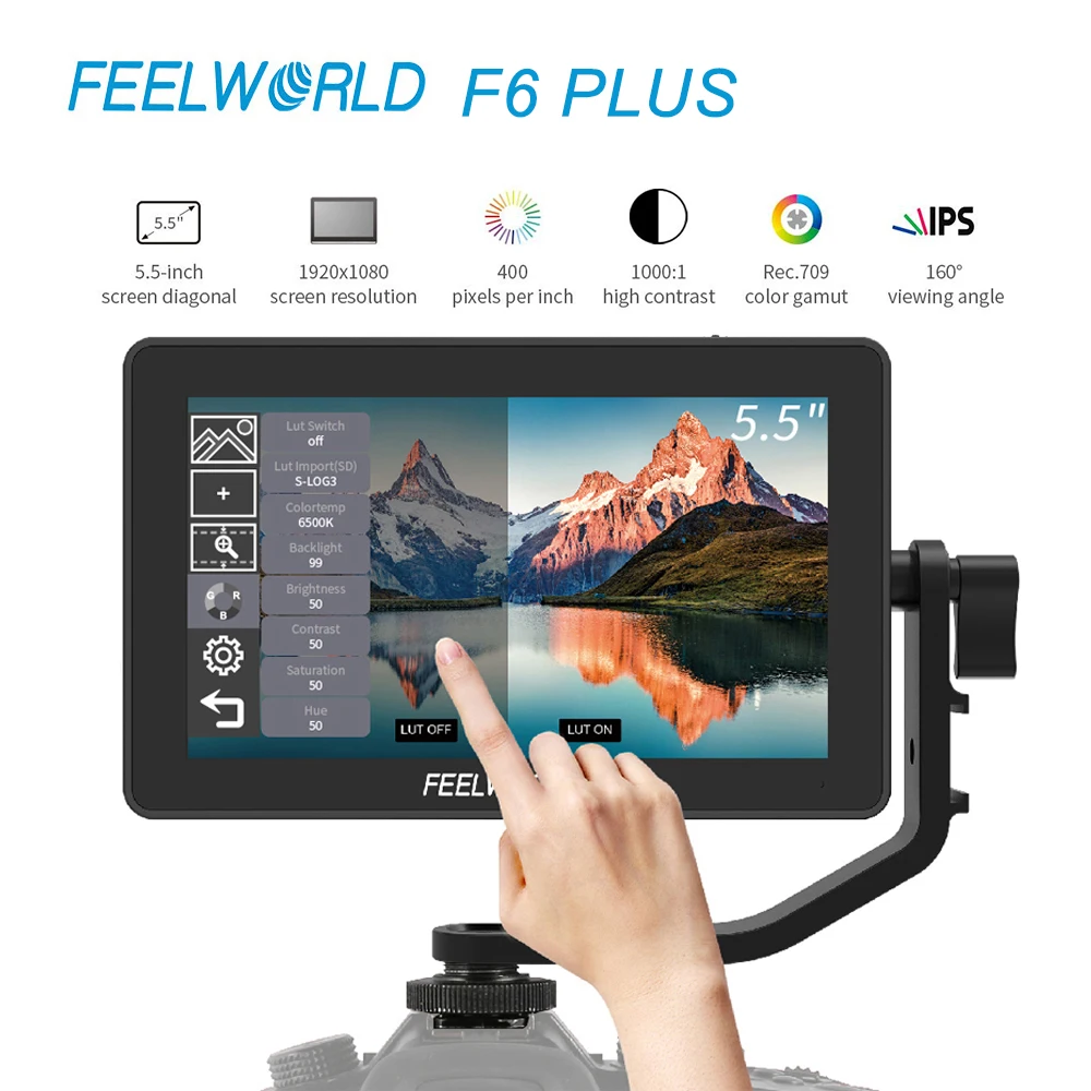 Монитор FEELWORLD F6 PLUS 4K 5 дюйма для цифровой зеркальной камеры 3D LUT сенсорный экран HDMI