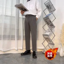 Pantalones de traje gruesos de terciopelo para hombre, pantalón informal, holgado, Coreano (3)