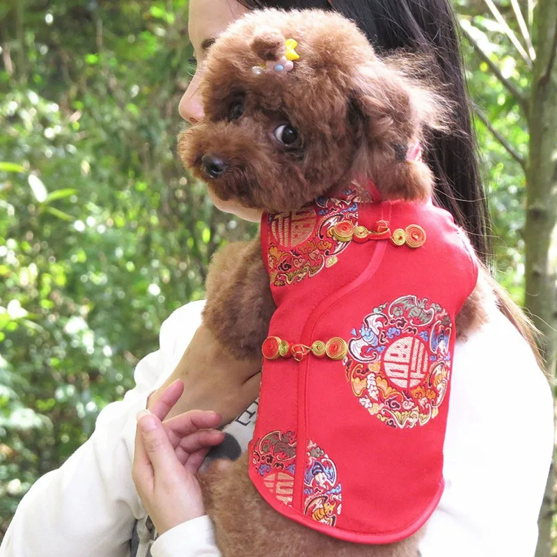 Одежда с вышивкой в китайском стиле для домашних питомцев на Новый год и