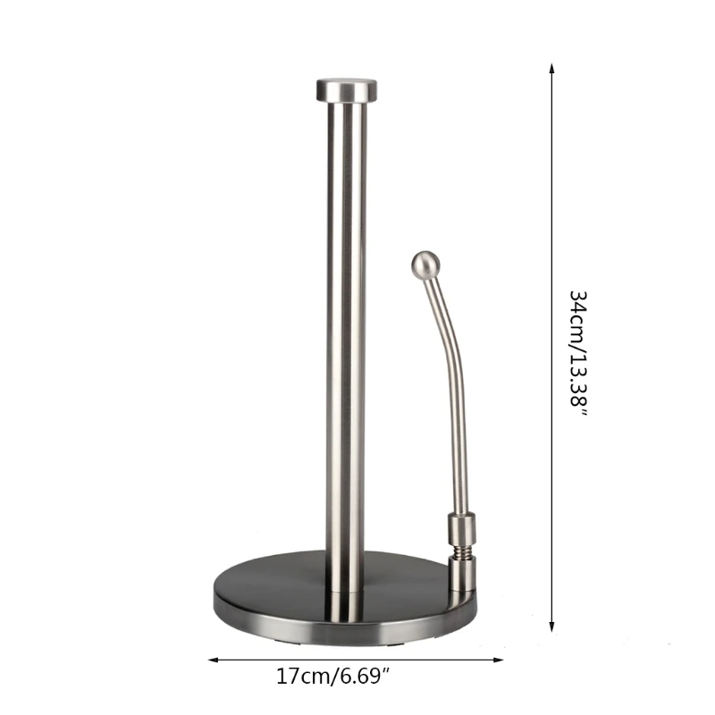 

Stainless Steel Paper Towel Holder Weighted Base Adjustable Spring Arm Dispenser