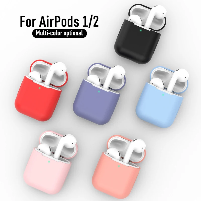 

Silicone Case Protective Cover For Apple AirPods 2/1 Bluetooth Earphone Soft Silicone Cover For Air Pods 1/2 Cases Universal