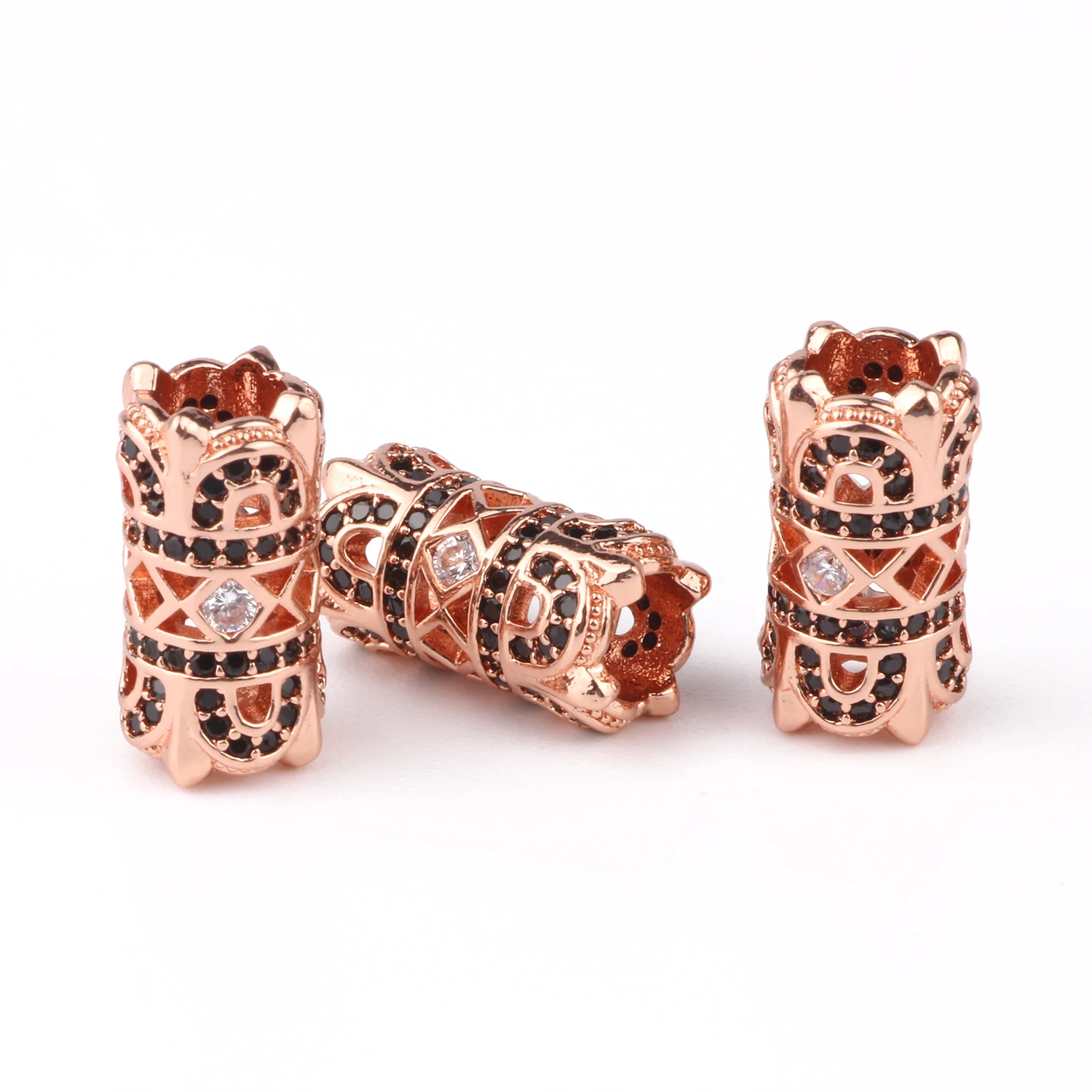 3 шт полых труб CZ Латунные Микро Проложить Белый кубический цирконий вставка