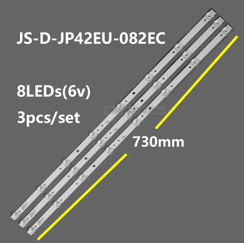 

730mm Led backlight strip 8 lamp for Akai 42'' TV JS-D-JP42EU-082EC (70310) 6V/LED