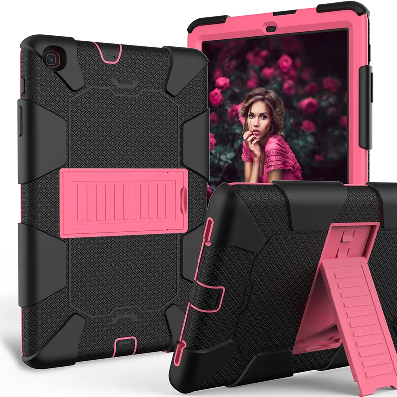 

Hybrid Case Three Layers Protection Shockproof Silicone Cover with Kickstand for Samsung Galaxy Tab A 10.1 2019 T510 T515+Pen