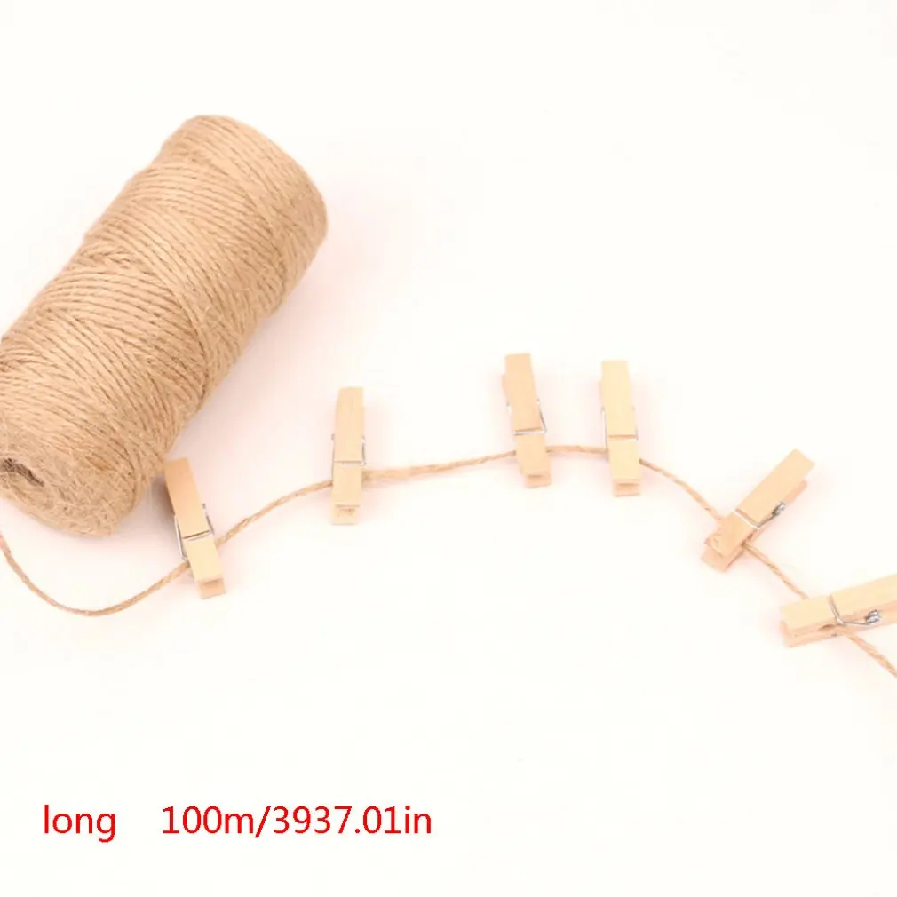 

100 Meters Natural Jute Twine Burlap String Hemp Rope Wedding Gift Wrapping Cords Thread DIY Scrapbooking Florists Craft