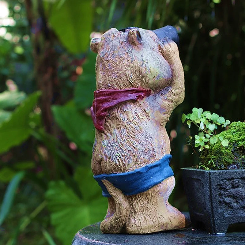 

Telescope Groundhog Resin Decoration Solar Electronic Night Light Garden Landscape Decoration Red Scarf Animal Sculpture Crafts