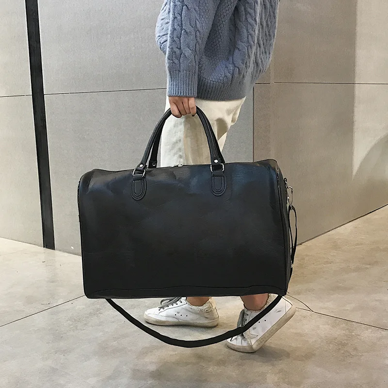 Travel bag PU leather large-capacity hand luggage bag short-distance travel bag sports fitness bag packing cubes