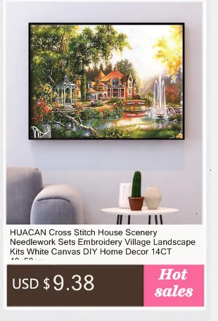 HUACAN Cross Stitch Needlework Sets For Full Embroidery Kits Tree And Bird Animals White Canvas 14CT DIY Home Decor 40x50cm