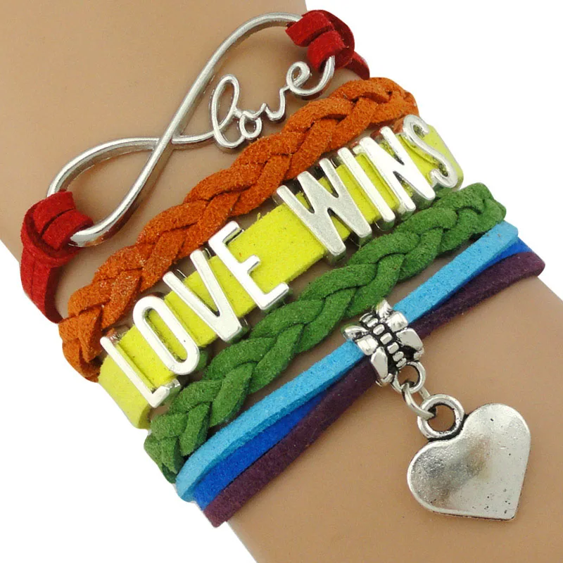 Браслет Rainbow Follow Your Heart Infinity Love мужской браслет для женщин и мужчин подарок