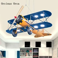 color retro airplane chandelier boy bedroom childrens room lamp american creative led iron fighter chandelier
