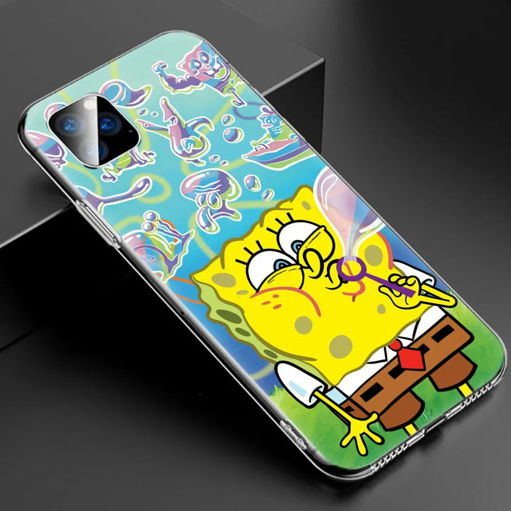 010 Милый мягкий силиконовый прозрачный чехол с губкой Бобом для Apple iPhone 11 Pro XS Max X XR 6 6s 7 8 Plus 5 5S SE Модный чехол - Color: 010