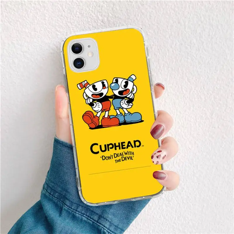 cuphead silicone black phone case for iphone 11 pro xs max 8 7 6 6s plus x 5s se 2020 xr cover free global shipping