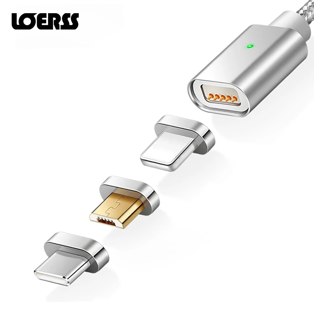 

XPAY 3 in 1 Magnetic E04 Charging Cable Micro USB Cable for iPhone 7 6 6 5S Samsung S9 S8 Fast Magnet USB Charger Cable Type C