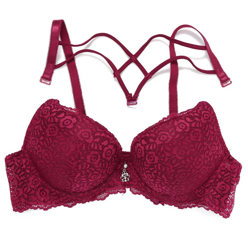 Бюстгальтер кружевной бюстгалтер с цветами Женский пуш-ап однотонный интимное