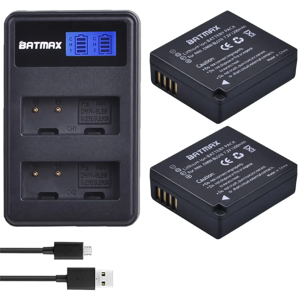 2Pcs set 2 шт. 1200 мА/ч, DMW-BLG10 BLG10 BLG10E DMW-BLE9 Батарея+ ЖК-дисплей Dual USB Зарядное устройство для цифрового фотоаппарата Panasonic LUMIX GF5 GF6 GX7 LX100 GX80 GX85 - Цвет: 2Pcs set