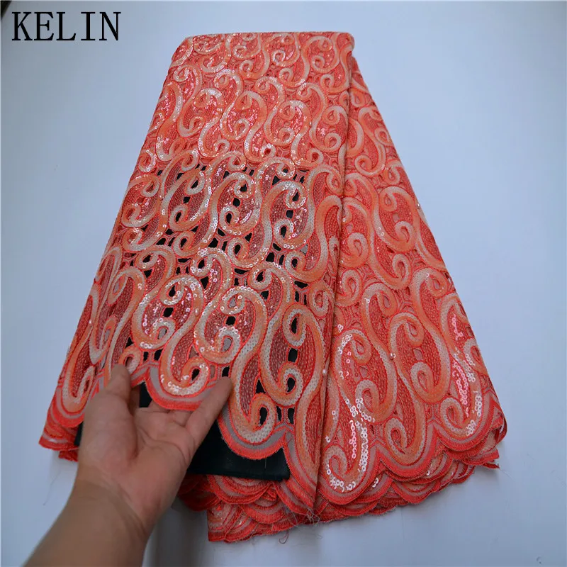 

African Sequins Lace Fabric High Quality Lace Nigerian Tulle Lace Fabrics Bride Double Organza French Lace Fabric OLP-241