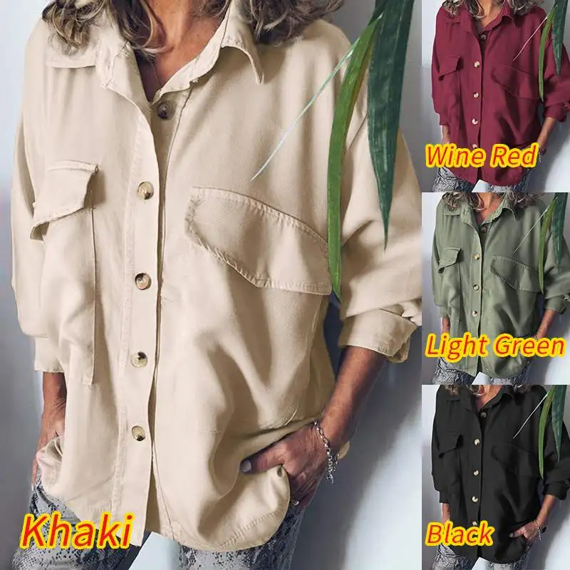 Модная однотонная Рабочая Туника ZANZEA осенняя рубашка с длинным рукавом Женская