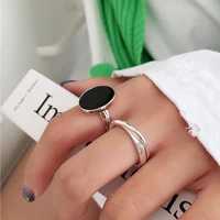 foxanry minimalist 925 stamp rings for women couples fashion creative cross geometric handmade party jewelry gifts