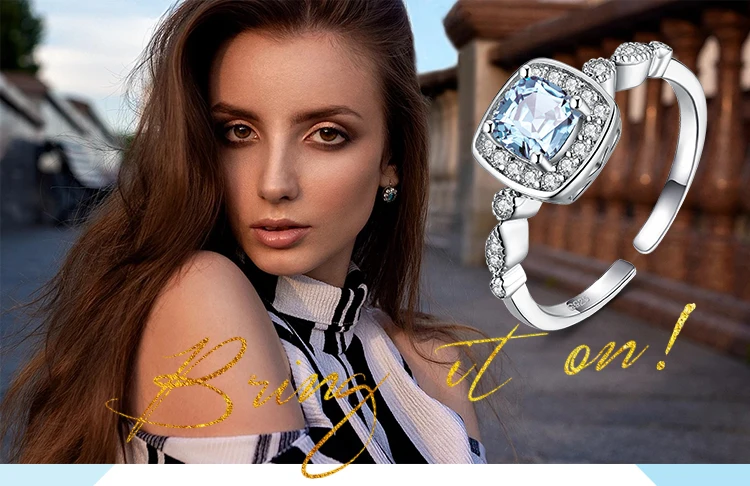 JewelryPalace 0.9ct Подушка подлинный синий топаз фианит огранки «маркиза» Halo Регулируемый Обручение кольца 925 пробы серебро