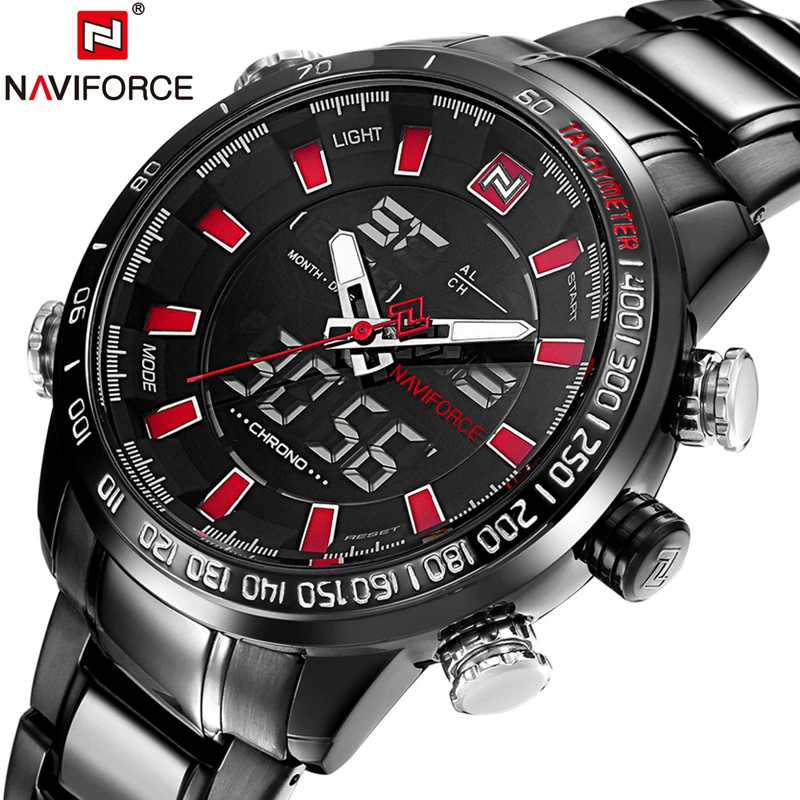 Часы наручные NAVIFORCE Мужские кварцевые в стиле милитари брендовые цифровые