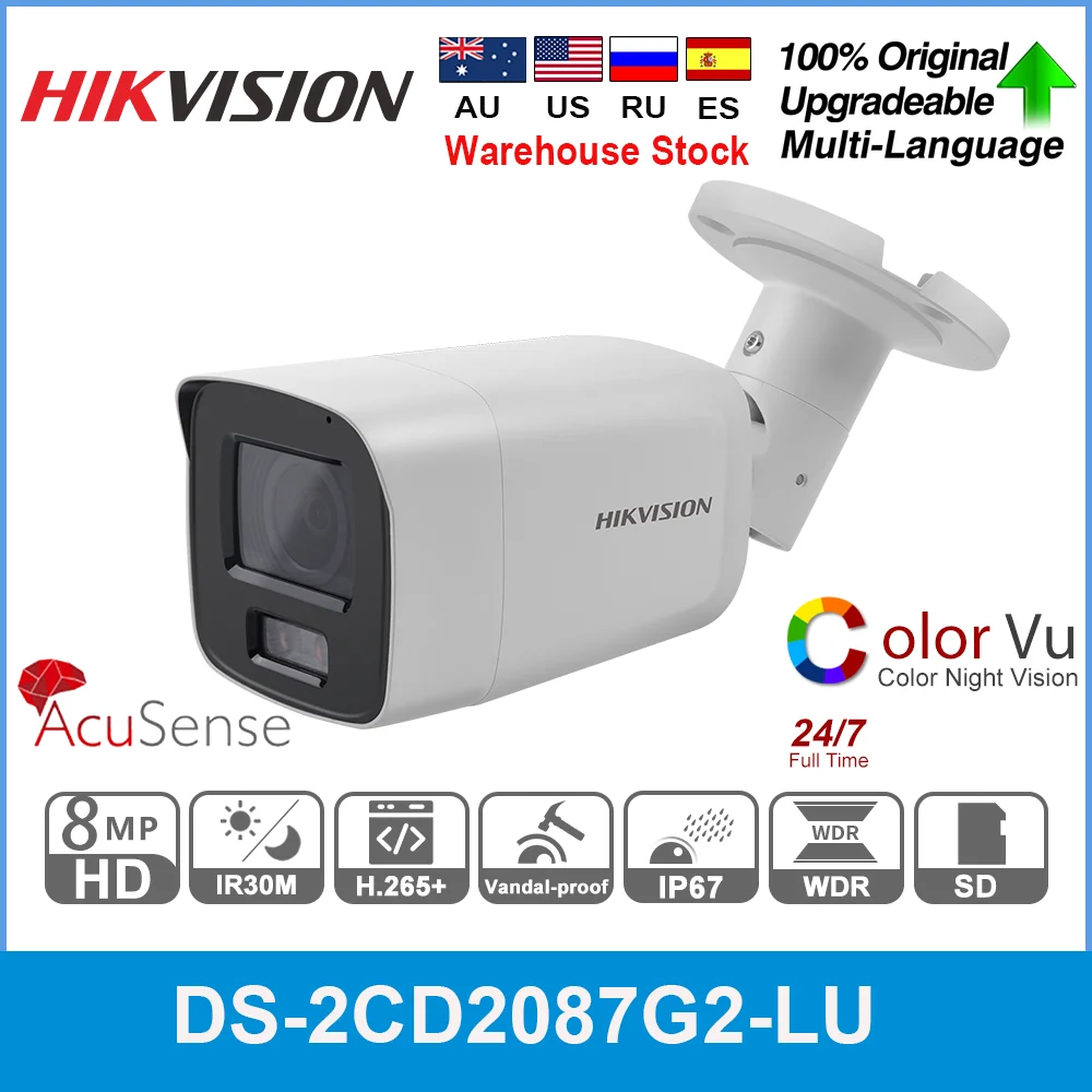 IP-камера Hikvision 4K 8 Мп сетевая камера наблюдения с микрофоном полноцветная H.265 + |