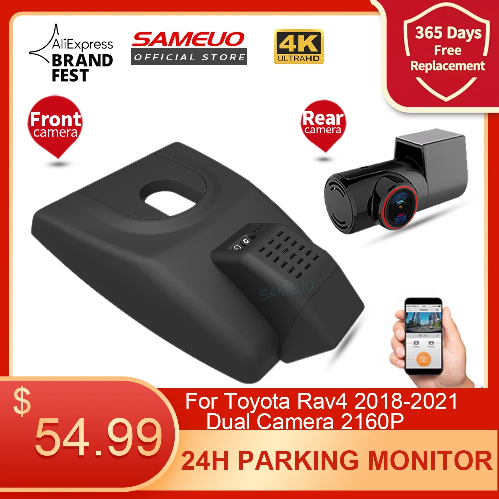 

Hidden Dash Cam front and rear Car Dvr 4K 2160P Dashcam video recorder 24H park for Toyota Corolla Highlander Camry Avalon Rav4