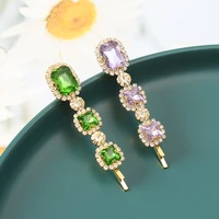 women hair clips set jewelry fashion green crystal hair accessories luxury simulation pearl barrette pin for girl gift ornaments
