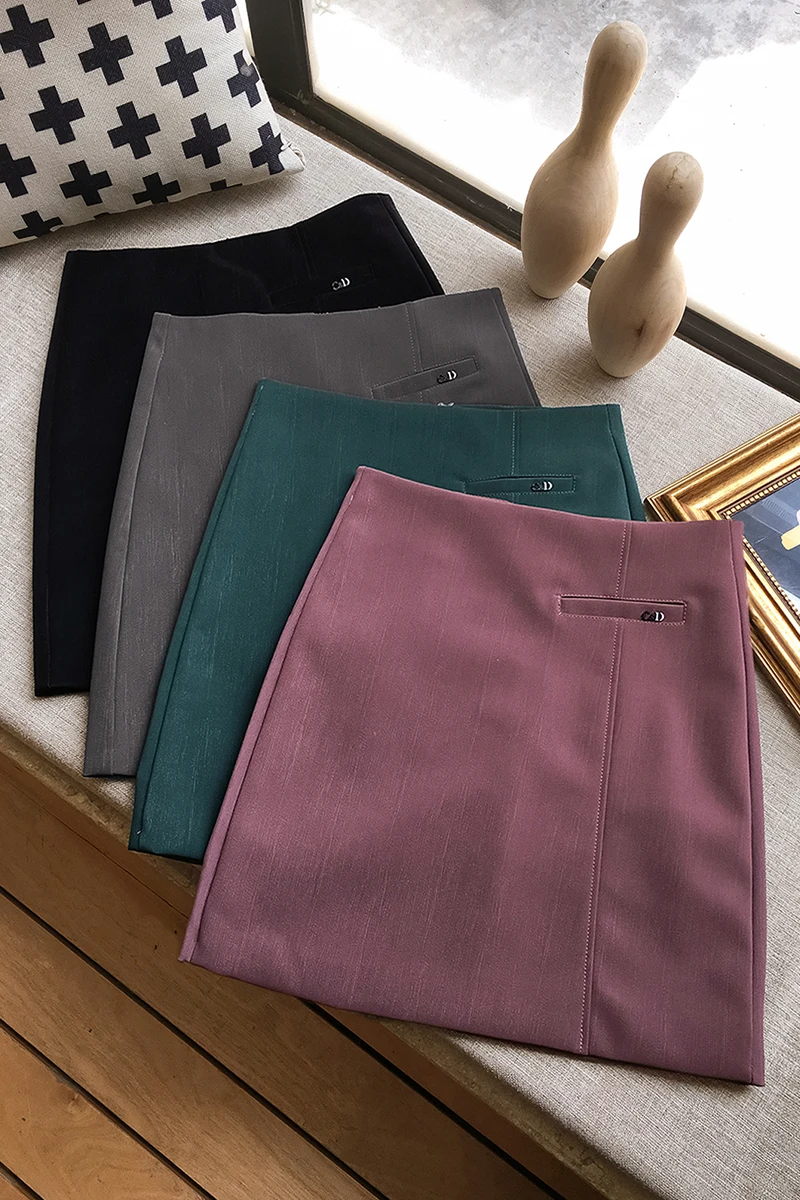 

Faux Leather Skirt A-Line Solid Black Purple Above Knee Mini Length Single Pockets Locomotive Street Casual Faldas Verano 2020