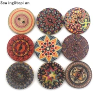 50pcs mixed vintage colorful flowers wood buttons scrapbooking sewing craft 15mm random mixed handmade clothes decor buttons