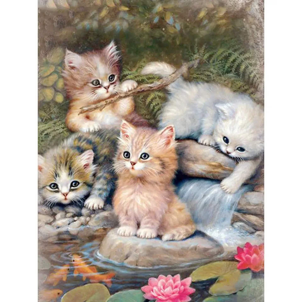 

5D diamond painting handmade DIY embroidery cross stitch full square diamond custom photo "Animal Kittens" wall home decor gift