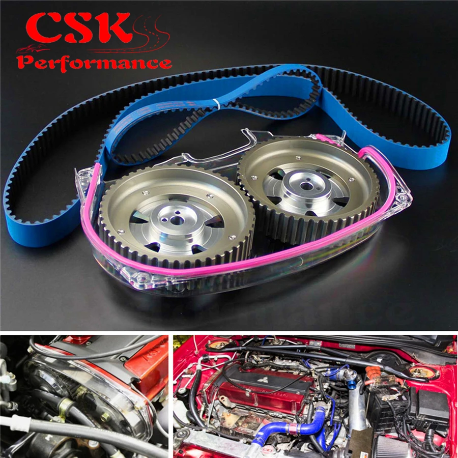 Зубчатый ремень w/баланс + Cam Шестерни Прозрачный чехол для камеры Lancer EVO 9 IX 4G63