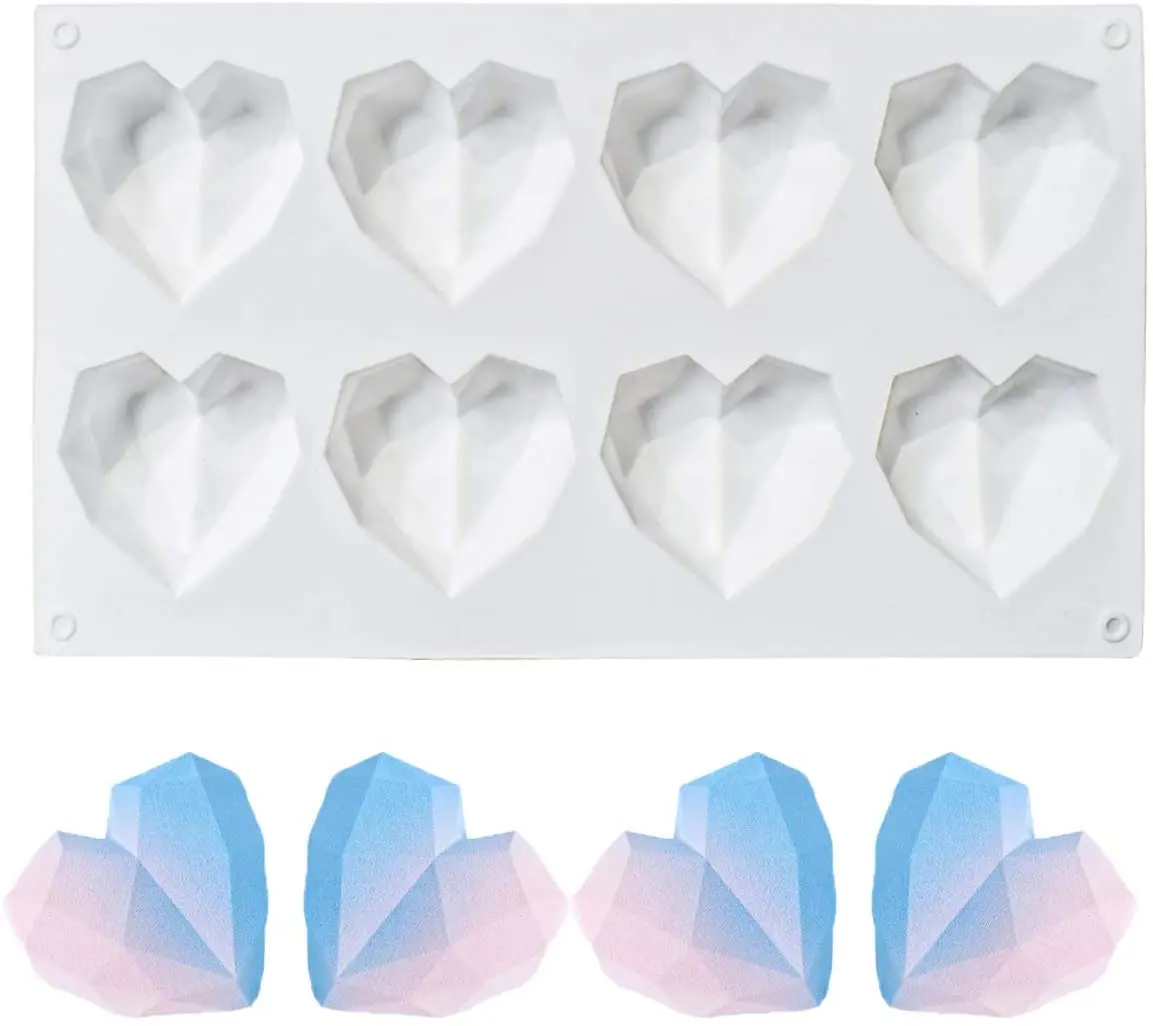 

Diamond Heart Silicone Cake Chocolate Mold Baking Pan Mold for DIY Cake Mousse Dessert Heart Shaped Mould for Candy Cheesecake