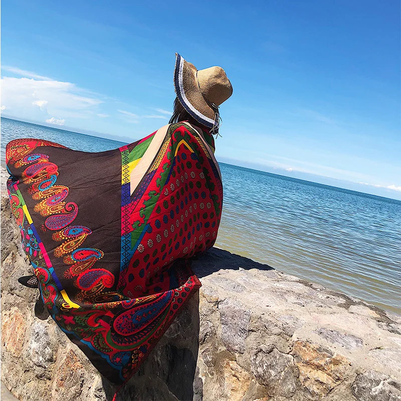 

Ethnic style scarf women vintage cashew print shawl wrap large size pashmina foulard bandana spring summer beach cover up hijab