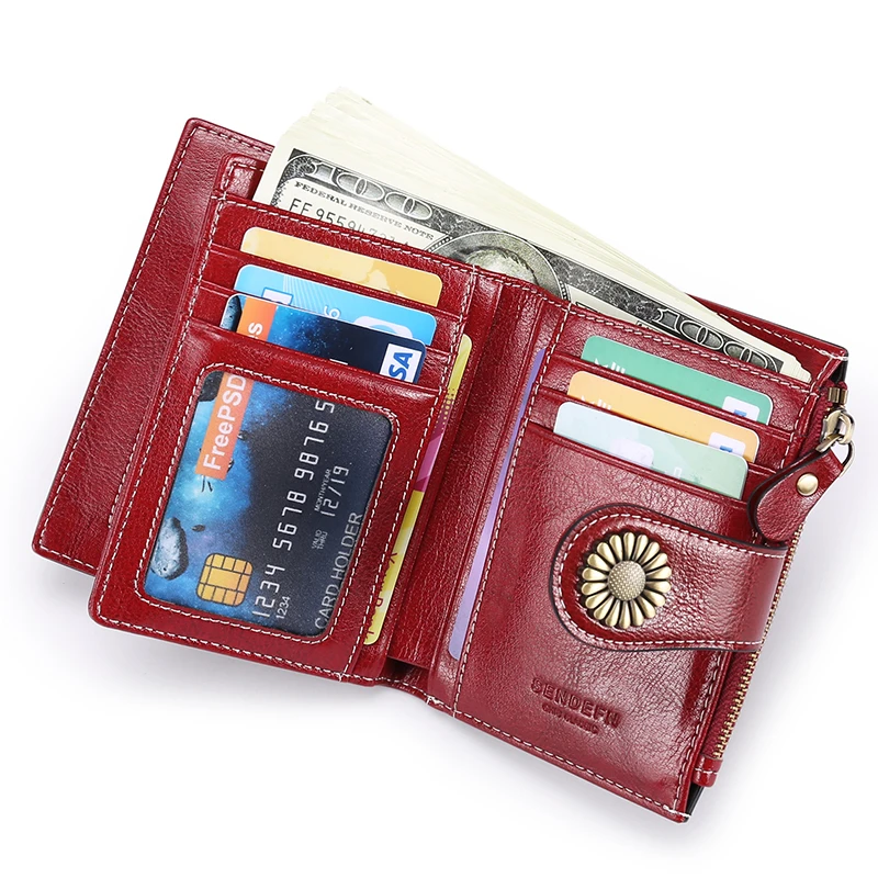 Женский кошелек из коровьей кожи с отделением для монет|Женские кошельки| |