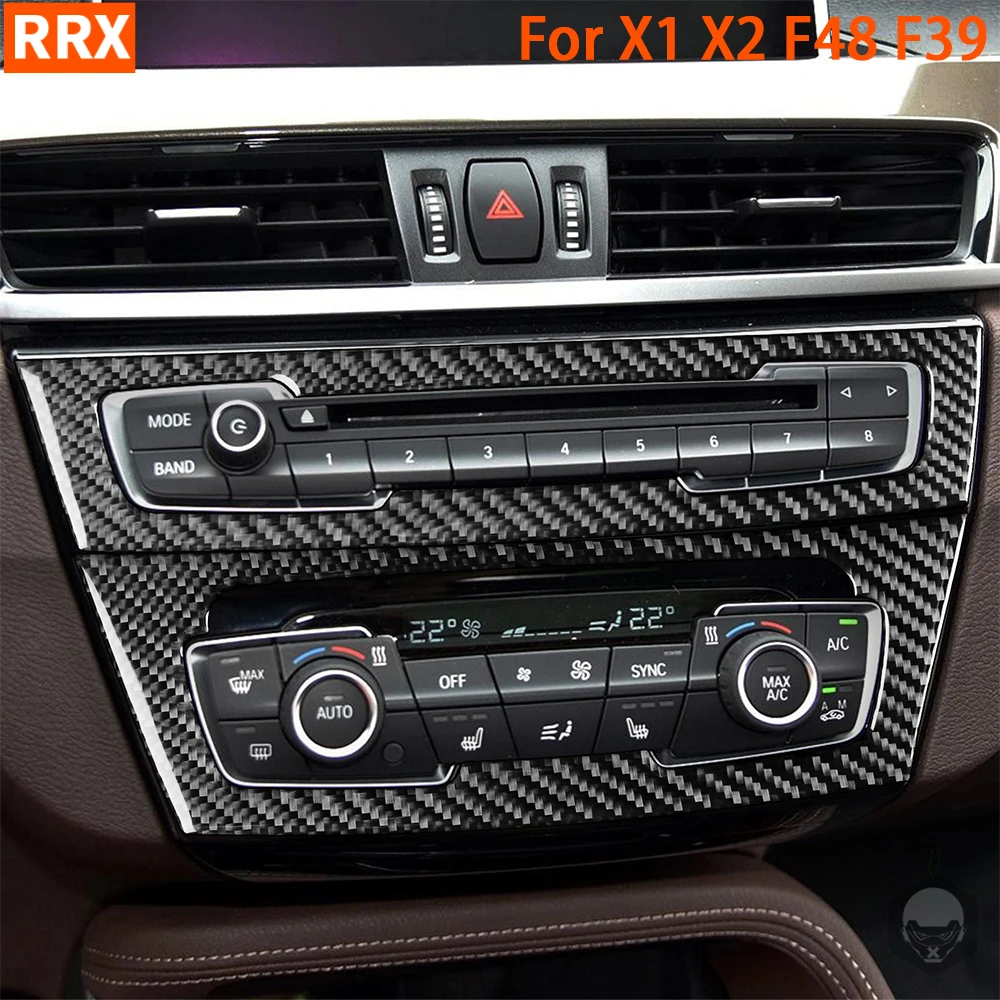 

For BMW X1 F48 2016-2021 X2 F39 2018-2021 Central Control Radio Air Conditioning Panel Cover Trim Carbon Fiber Stickers 2 PCS