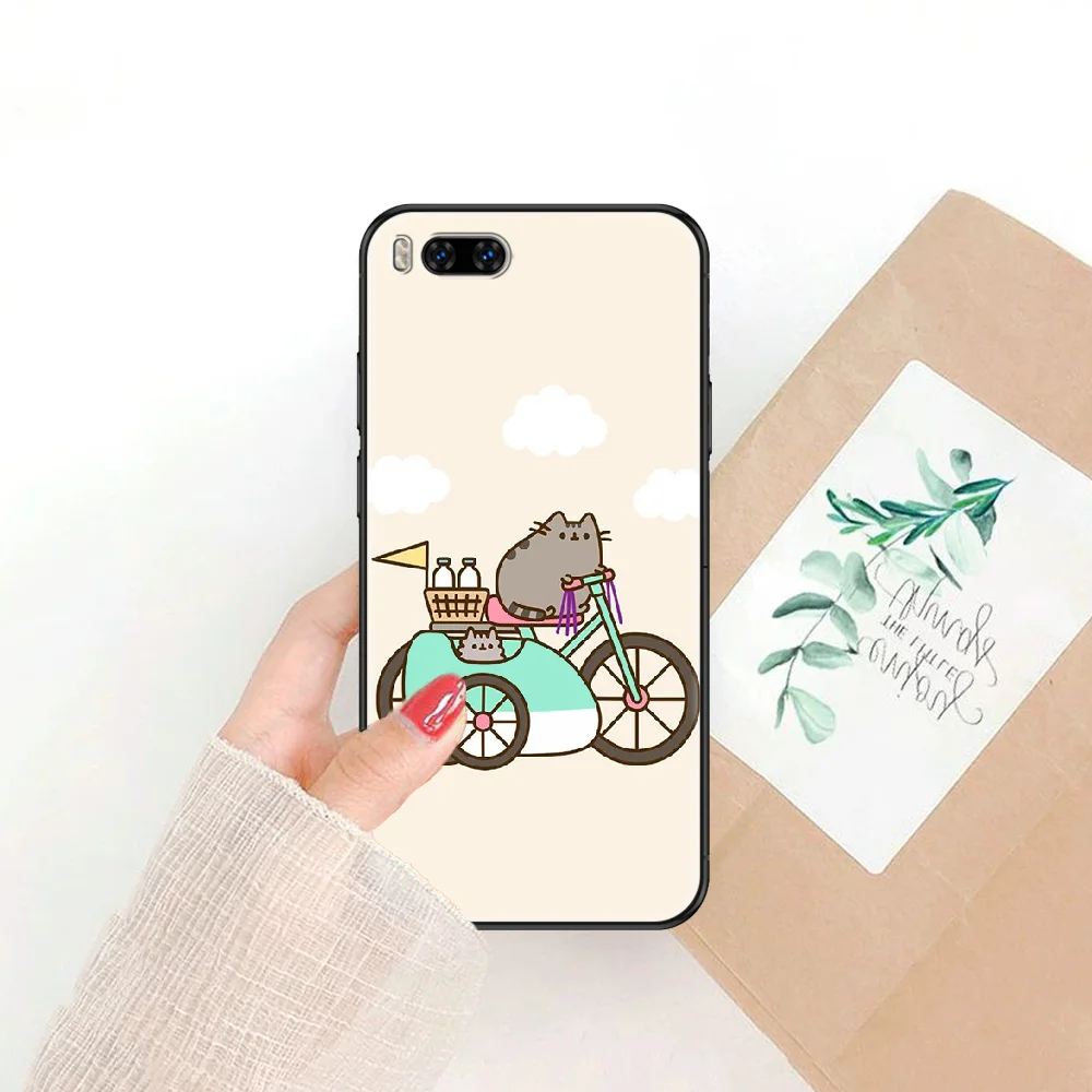 

Cute Pusheens the cat Phone case For Xiaomi Mi Max Note 3 A2 A3 8 9 9T 10 Lite Pro Ultra black trend cover fashion bumper tpu