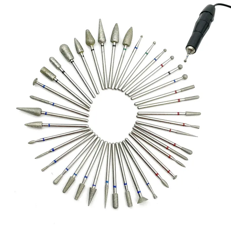 40 Type Diamond Nail Drill Bit For Manicure Cutter Dental Diamond Grinding Polish Burs Dental Lab Polisher 10pcs/set
