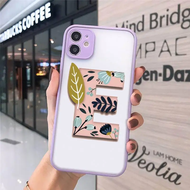 

26 initials of the name luxury Phone Cases funda matte transparent For iphone 7 8 11 12 plus mini x xs xr pro max cover