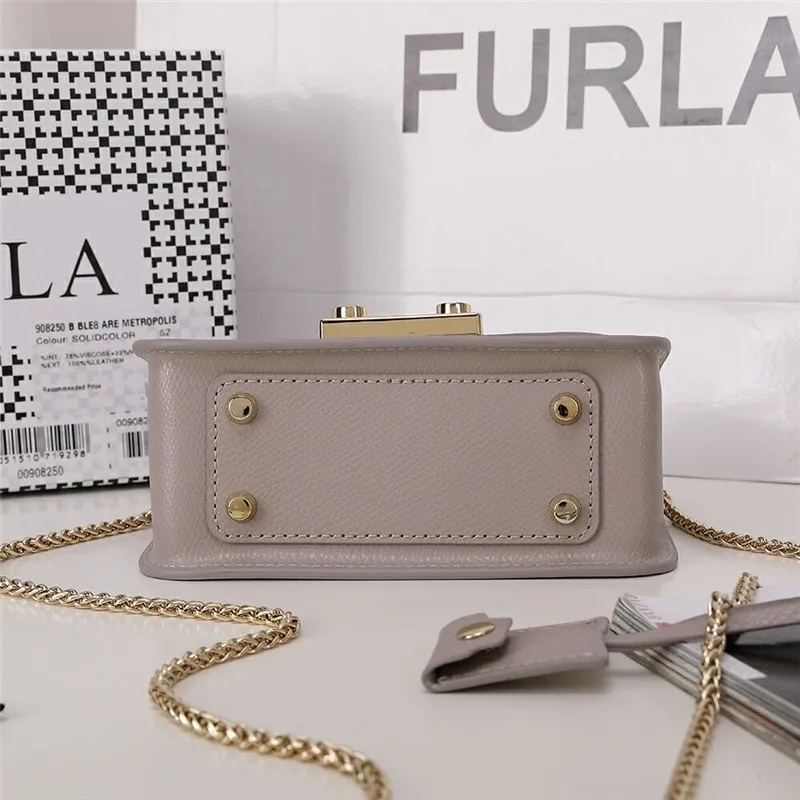 Оригинальные женские сумки FURLA, высококачественные женские кожаные сумки Furla светло-серого цвета, размер S 16,5 см x 12 см x 8 см