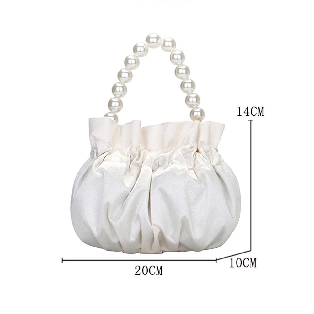 

Fashion Pleated Shoulder Crossbody For Women Casual Pearl Handle Handbags Small Cute Lady Crossbody Handbags