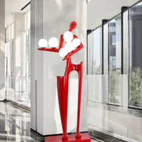 Modern abstract figure sculpture floor lamp living room light luxury glass fiber reinforced plastic human figure art welcome flo